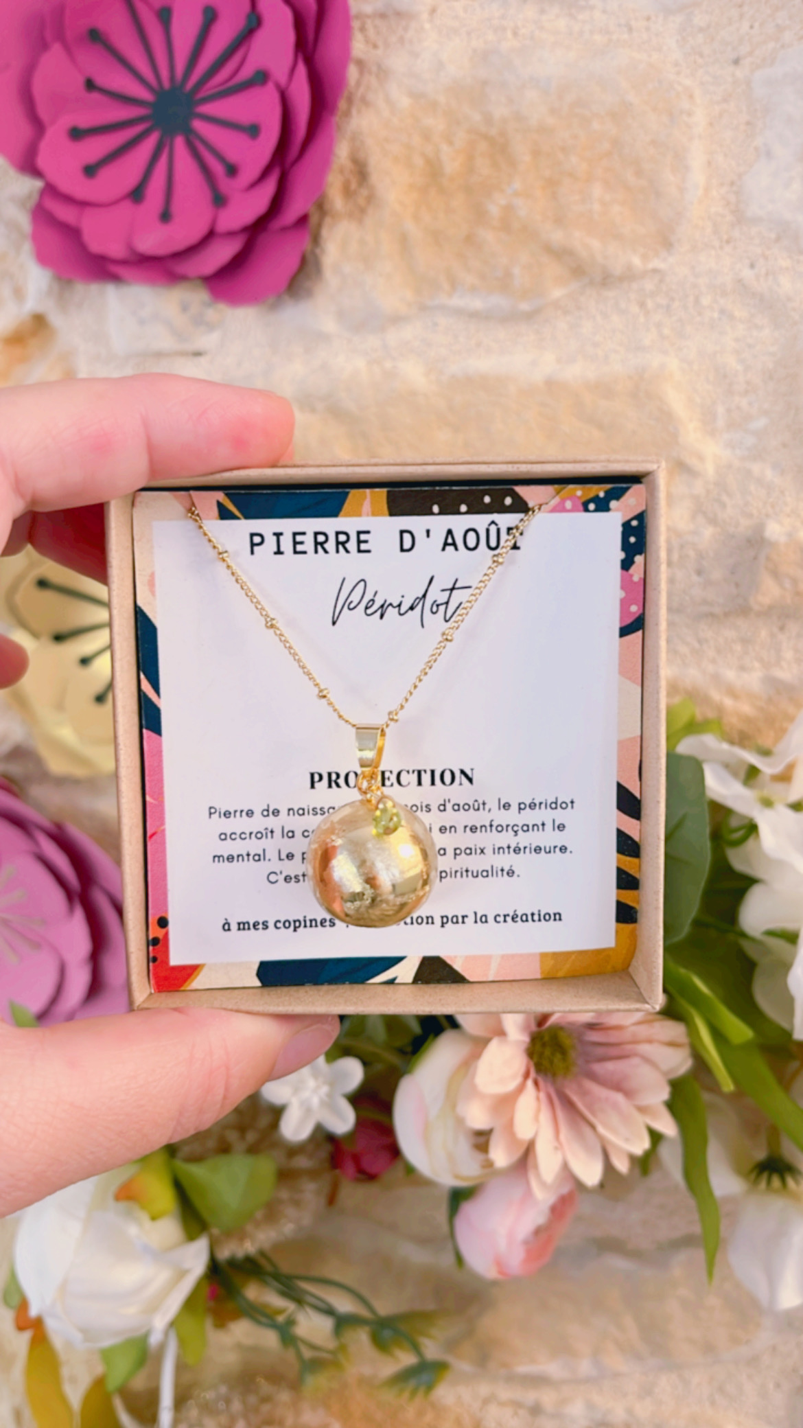 Bola de grossesse or brossé avec pierre de naissance – Image 9