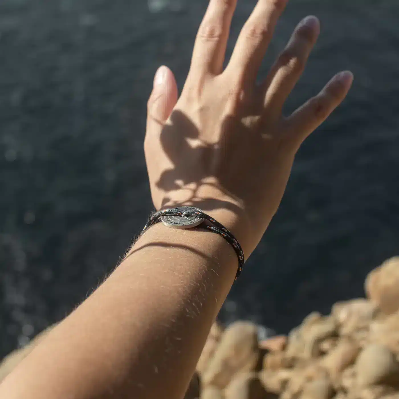 Bracelet Vieilli Amiral Bleu et Orange, Rose des Vents – Image 2