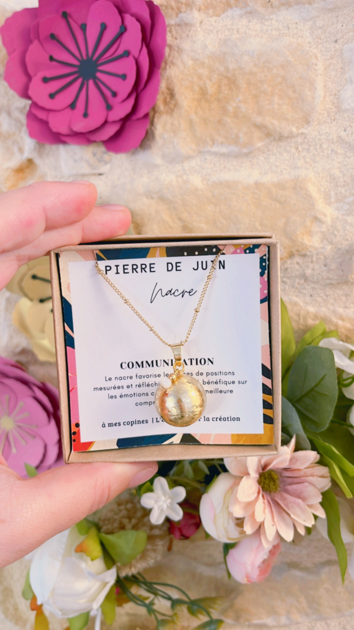 Bola de grossesse or brossé avec pierre de naissance