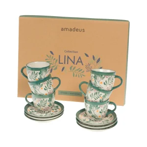 Coffret 6 tasses à expresso Lina avec sous-tasses, Cades