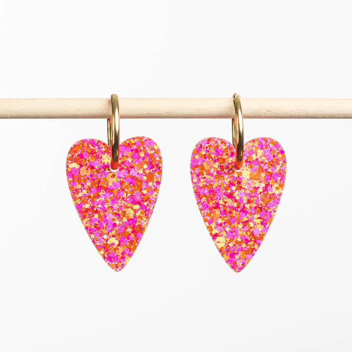 Boucles d’oreilles Coeur Fucshia orange / Les Nicolettes