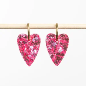 Boucles d&rsquo;oreilles Coeur Rouge Rose / Les Nicolettes
