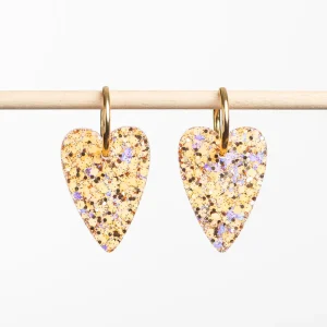 Boucles d&rsquo;oreilles Coeur Pêche Champagne / Les Nicolettes