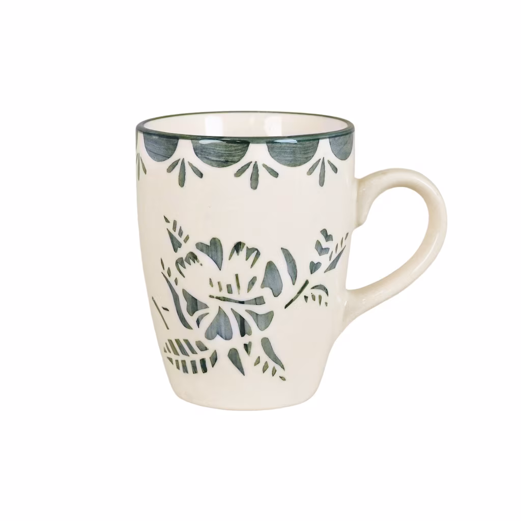 Mug Marion Fleur Vert avec Anse
