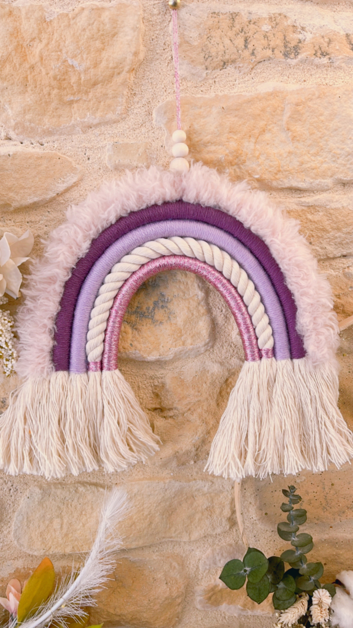 Arc-en-ciel mauve lilas laine fourrure rose