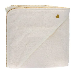 Cape de Bain Ecrue Cœur Moutarde