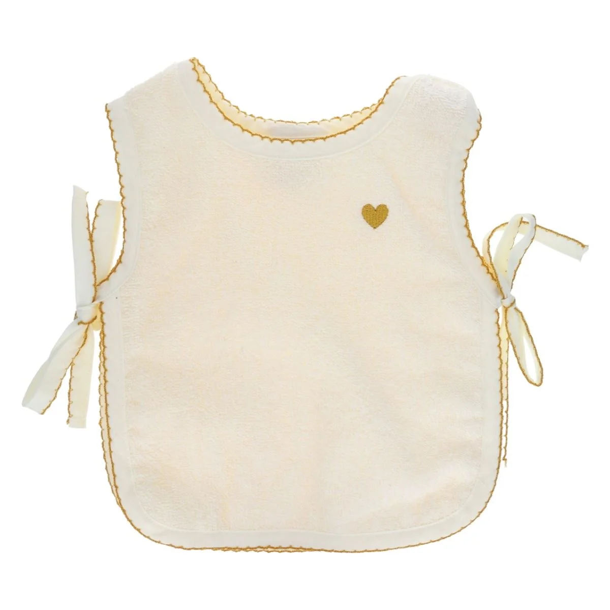 Bavoir Tablier Cœurs Moutarde