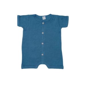 Combinaison short gaze de coton bleue