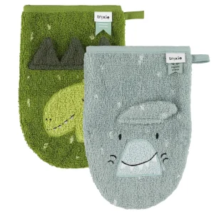 Lot de 2 Gants de Toilette pour Bébé Motifs Dinosaure, Trixie