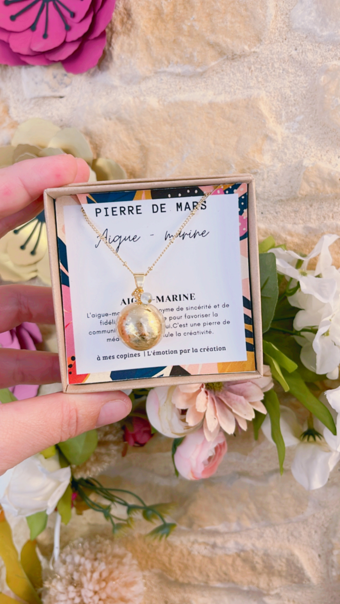 Bola de grossesse or brossé avec pierre de naissance – Image 4