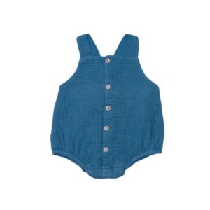 Barboteuse gaze de coton bleue