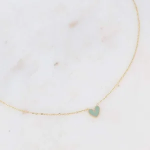 Collier Coeur Vert Sauge