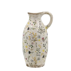 Cavaillon Bouteille décorative en céramique à motif floral, CHIC ANTIQUE