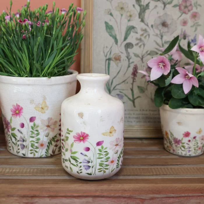 Bouteille décorative en céramique à motif floral, CHIC ANTIQUE – Image 2