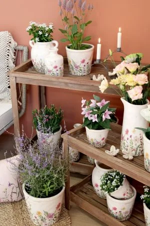 Bouteille décorative en céramique à motif floral, CHIC ANTIQUE – Image 3