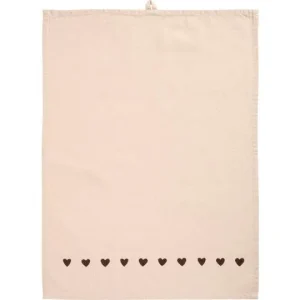 Torchon beige  avec des coeurs marron, IB Laursen