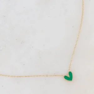 Collier Cœur Vert Sapin