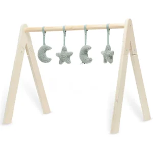 Jouets d&rsquo;activités pour arche de jeu en bois | Lune/Etoile Vert cendré