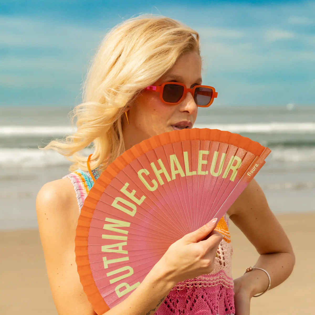 Éventail “Putain de Chaleur” Orange Dégradé, Fisura – Image 2