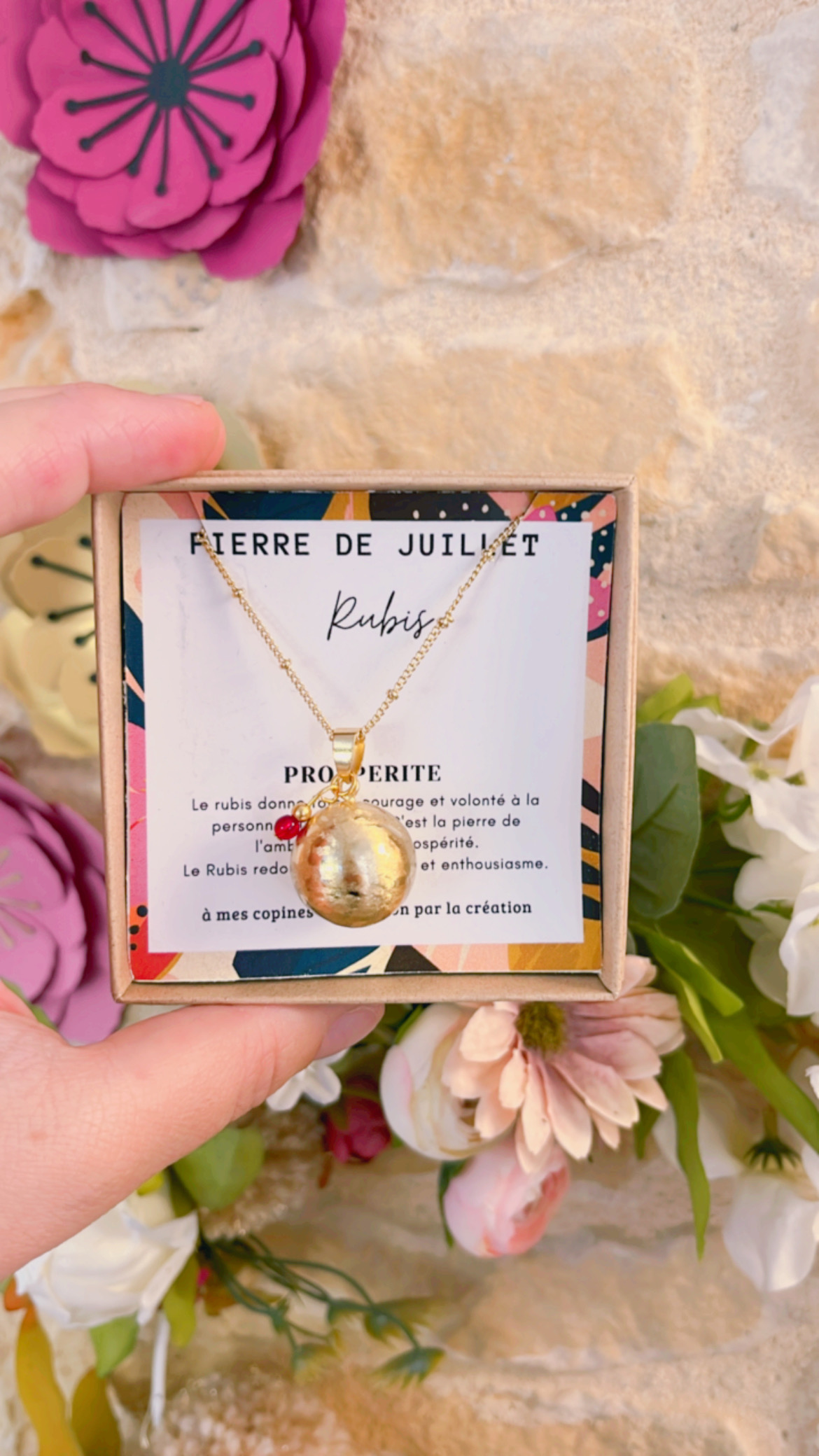 Bola de grossesse or brossé avec pierre de naissance – Image 8