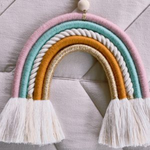 Arc-en-ciel Agathe: vieux rose poudré, vert amande, moutarde et doré