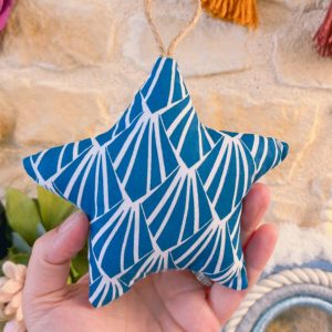Étoile de Noël en tissus graphique bleu canard