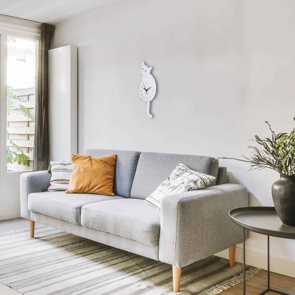 Pendule Murale Chat Blanc, Fisura – Image 4