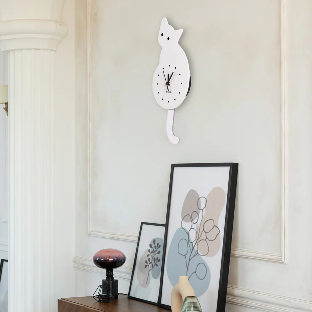 Pendule Murale Chat Blanc, Fisura – Image 2