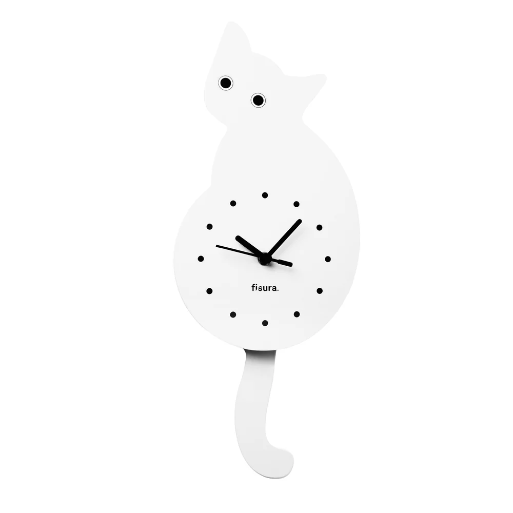 Pendule Murale Chat Blanc, Fisura