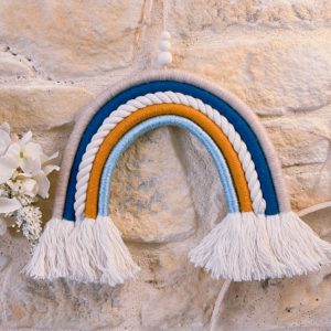 Arc-en-ciel beige bleu canard moutarde