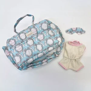 *Combinaison Inès en éponge écru et bord rose pour GORDIS avec Sac à langer Future is bright