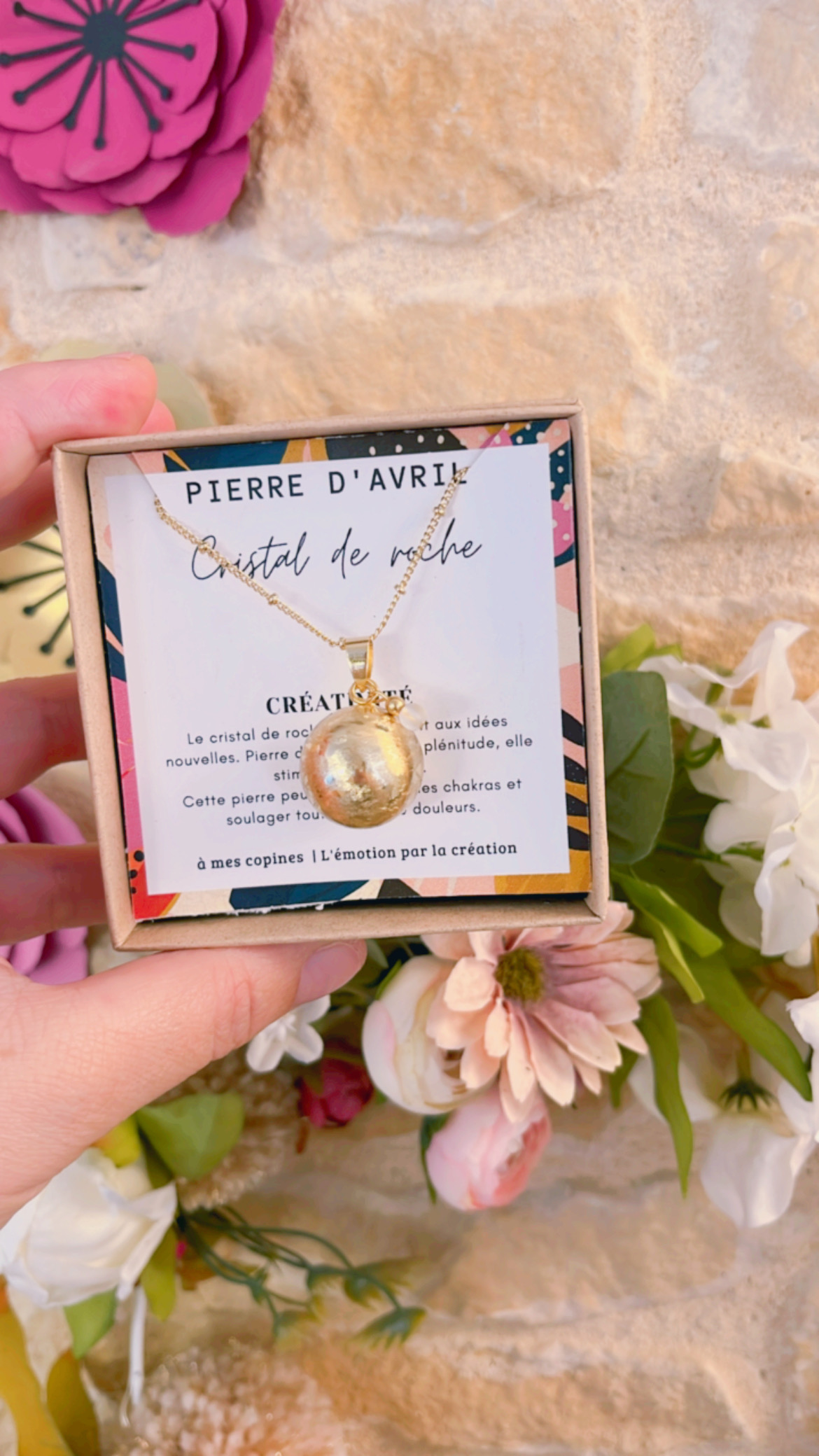 Bola de grossesse or brossé avec pierre de naissance – Image 5