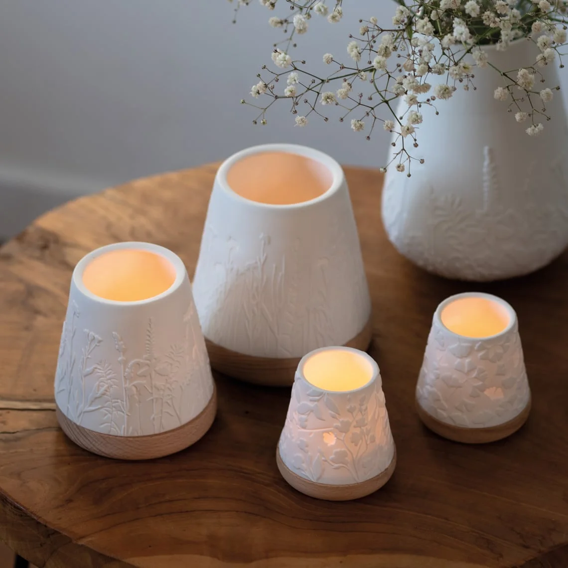 Photophore Porcelaine Support Bois – Image 4