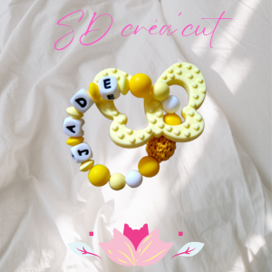 Anneau de Dentition en Silicone Papillon Jaune