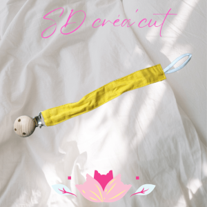 Attache Tétine en Tissu Jaune Moutarde