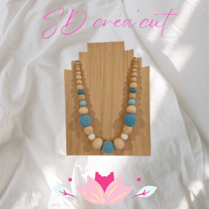 Collier d&rsquo;Allaitement Bleu et Bois