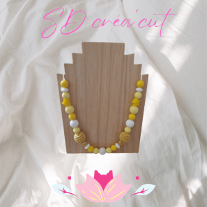 Collier d&rsquo;Allaitement en Silicone Jaune