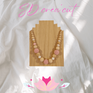 Collier d&rsquo;allaitement Rose et Bois
