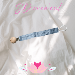 Attache Tétine en Tissu Bleu Pétrole