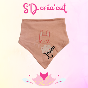 Bavoir Bandana Rose Lapin