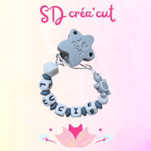 Attache-tétine en silicone Tortue Grise