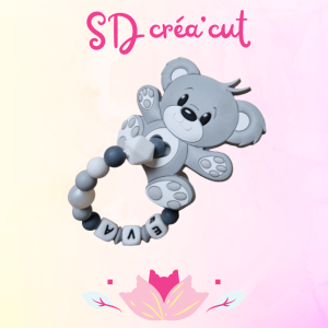 Anneau de Dentition en Silicone Ourson Gris