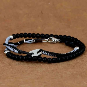 Bracelet Multi-Tours en Acier Tressé Noir, Zag