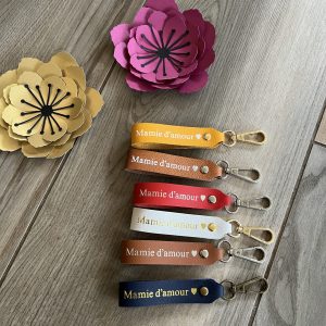 Porte clés en cuir Mamie d&rsquo;amour