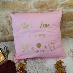 Coussin de naissance rose pale