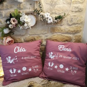 Coussin de naissance vieux rose