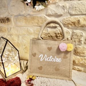Cabas Jute petit modèle enfant anses naturelles à personnaliser