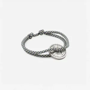 Bracelet Vieilli Garbin Bleu Pastel et Beige, Rose des Vents