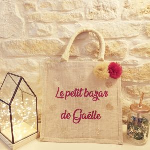 Sac Cabas Jute Moyen Modèle anses naturelles à personnaliser
