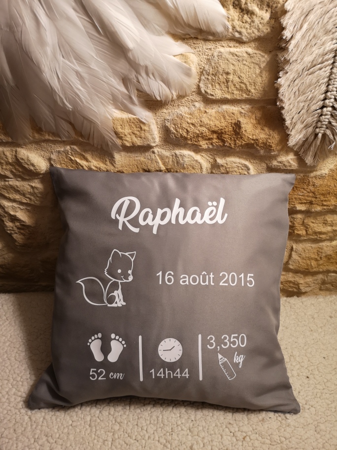 Coussin de naissance gris clair – Image 3